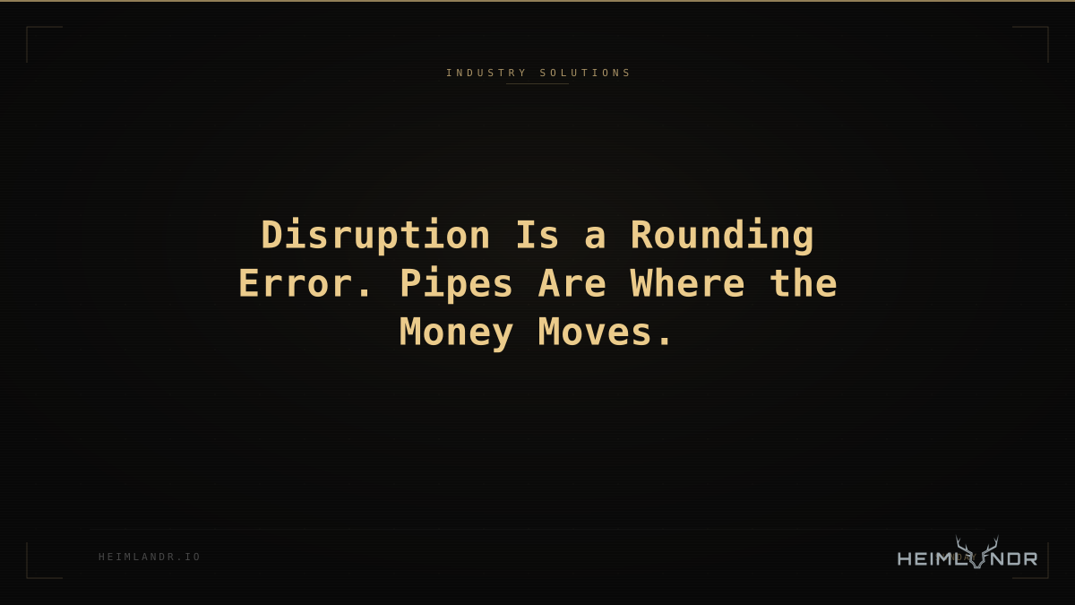 Disruption Is a Rounding Error. Pipes Are Where the Money Moves.