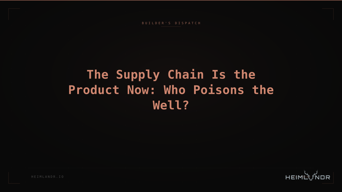 The Supply Chain Is the Product Now: Who Poisons the Well?